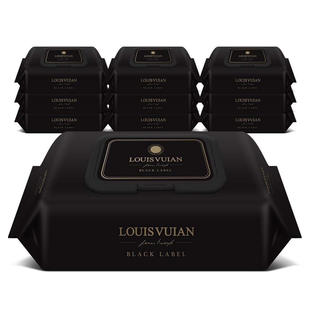 ルイビアン ブラック 低刺激 エンボッシング ベビーウェットティッシュ キャップ型 72枚 x 10