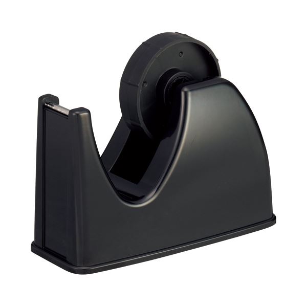 (まとめ) TANOSEE テープカッター台 大巻・小巻両用 黒 1セット（10台） (×5セット)