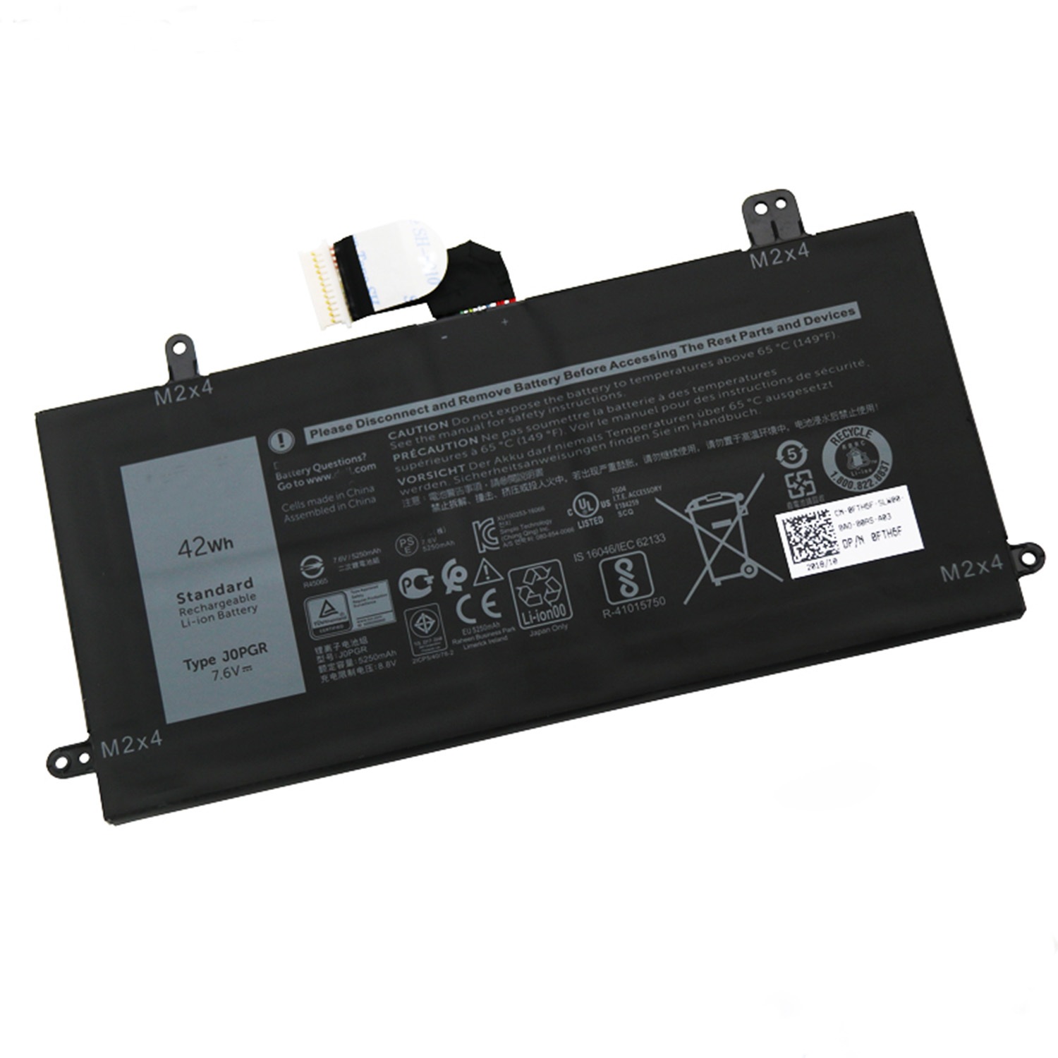 J0PGR バッテリー J0PGR電池 Latitude 5285 5290 T17G 1WND8 J0PGR 42Wh/5250mAh 電池・DELLノートパソコン互換 交換用のバッテリー dc90