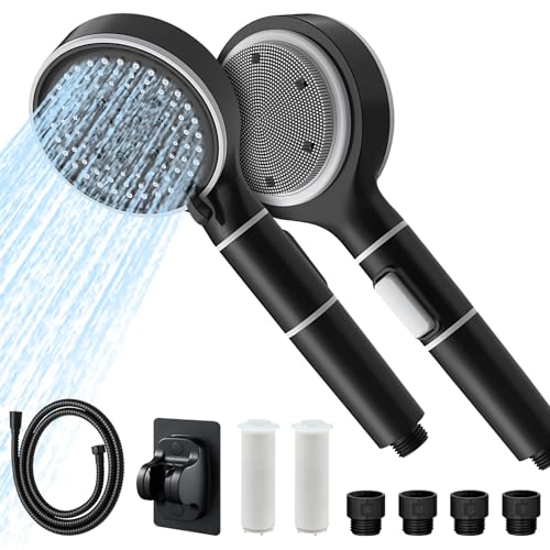 【2024新登場·マッサージシャワーヘッド】hellojoyシャワーヘッド シャワーヘッドマイクロナノバブル 塩素除去シャワー ヘッド 節水シャワーヘッド 両面の水出口 5+1段階モード エクスクルー