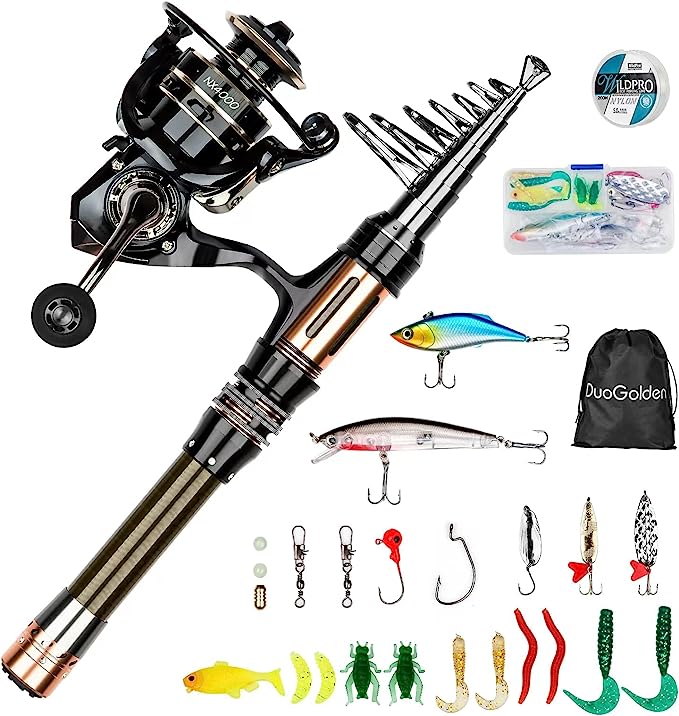 釣竿セット 釣竿 リールセット 2.1m炭素伸縮投げ竿 初心者用 釣り入門 釣り具 カーボン ロッド 磯竿 スピニングリール 200m釣り糸 24点釣り餌 釣りバッグ付き コンパクト 海釣り 川釣り