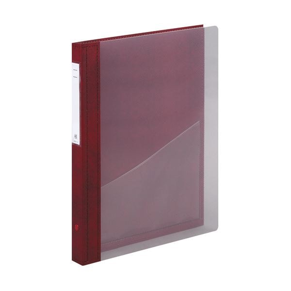 （まとめ）リヒトラブ カルテブック（クリヤー）A4タテ 2穴 背幅28mm レッド HB416-5 1冊(×2セット)