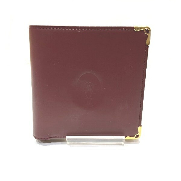 カルティエ Cartier マストライン ボルドー レザー 2つ折り財布 レディース 【中古】