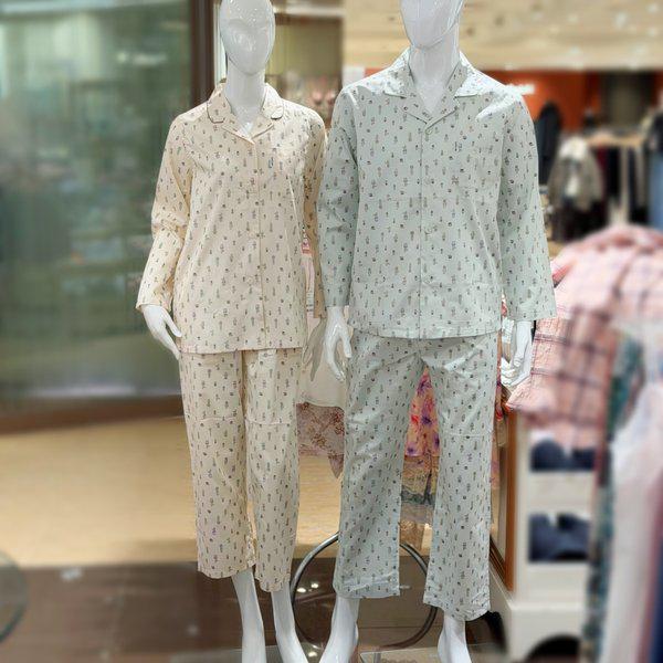 男性/女性 綿100数 サボテンナ염 パジャマセット (WPA2515M/W)