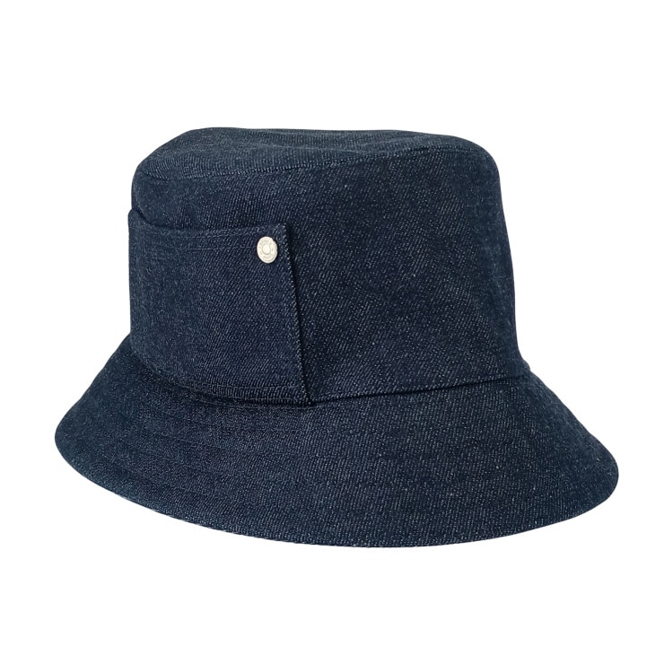 帽子 ハット ヘレン シルキー コットン100% H232029N バケットハット シルバー金具 インディゴ 帽子 おしゃれ 可愛い ブランド プレゼント ギフト 旅行【本物保証】