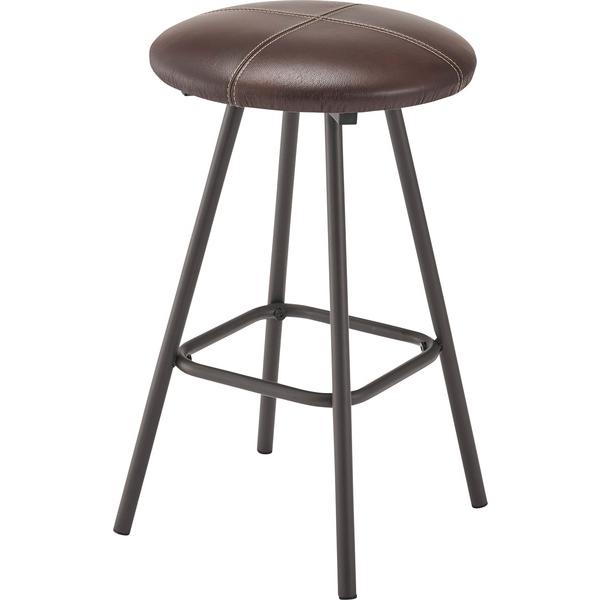 スツール 椅子 イス いす おしゃれ スチール 軽量 丸型 丸椅子 円形 ラウンド アンティーク調 チェア モダン ブラウン ボンデッドレザー 革 背もたれなし 簡易