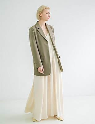 Shoulder strap Sleeveless Dress-Light Beige