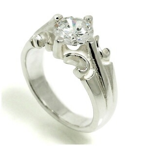 キュービックジルコニア ユリデザイン シルバーリング 1723号 指輪 Ring