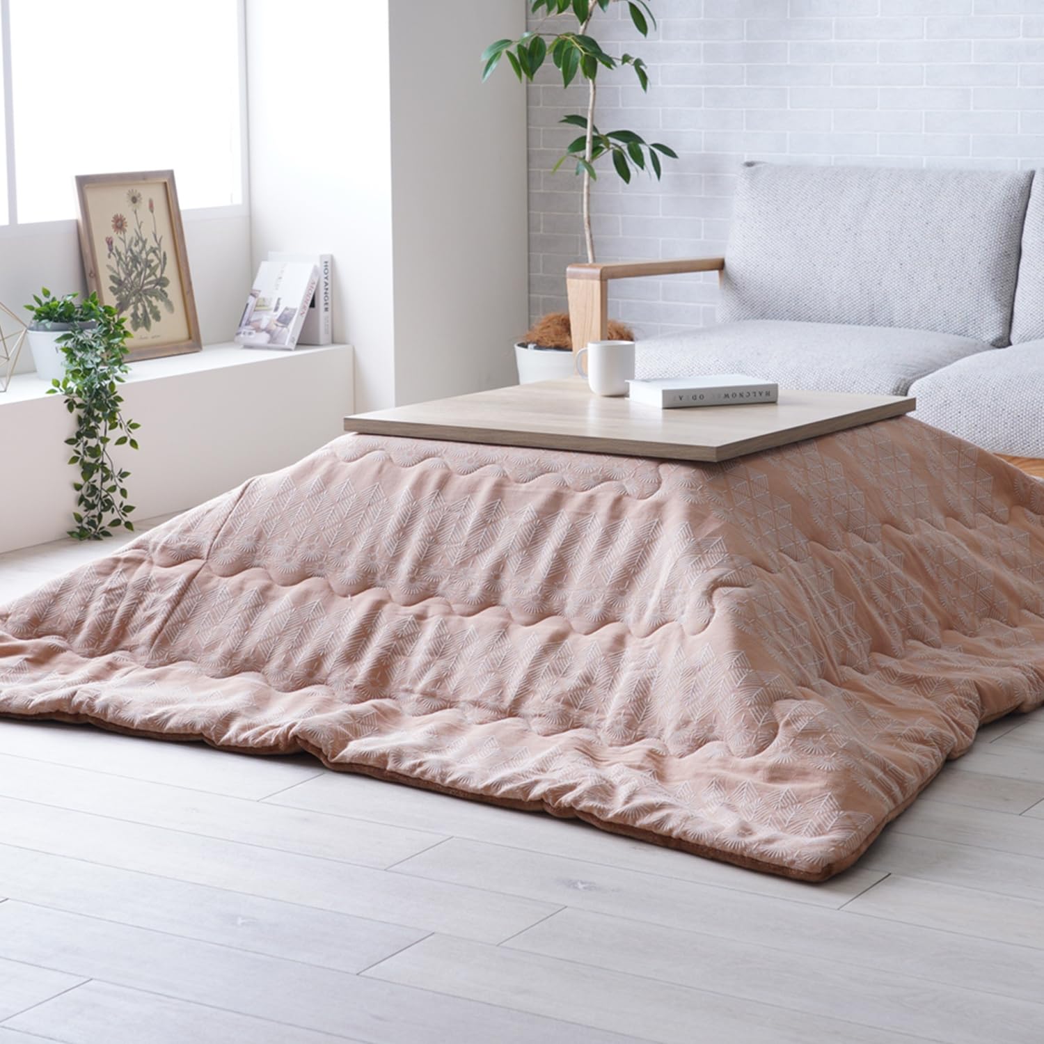 イケヒコ こたつ 掛け ふとん 長方形 単品 マスクロス オレンジ 約190×240cm ジャガード 柔らかい 織 中国製 洗える 北欧調 和 #1182060200211