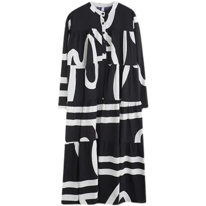 可愛いストライプシャツワンピースロング韓国ファッション大きいサイズレディース服着痩せ効果福袋88