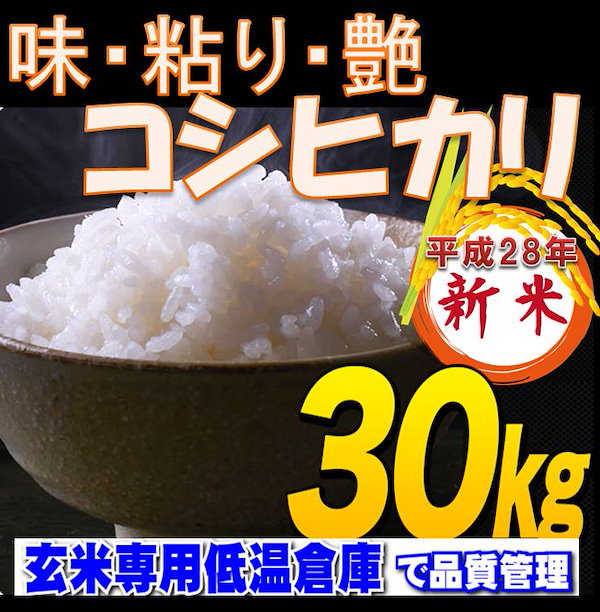 新米28年産送料無料埼玉県産コシヒカリ　 玄米30kgご希望で精米無料全て低温管理米約200トン収容の玄米専用の低温倉庫内は温度15℃湿度75％で24時間いつでも低温管理  品質や鮮度維持はもちろん 衛生面にも配慮した状態で管理しています