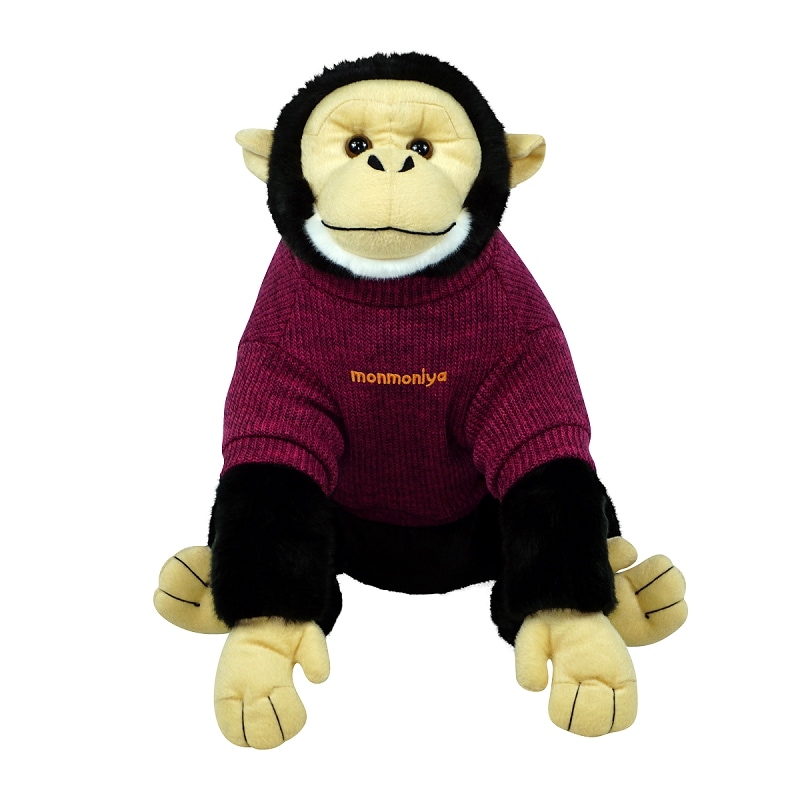 チンパンジー ぬいぐるみ ワイン色のニット