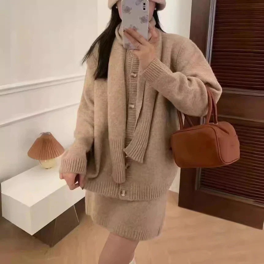 人气作セットアップ涼しく楽ちんセットアップ作ニットスーツレディースカジュアルファッションセーターカーディガントップス三点セット 6,262円