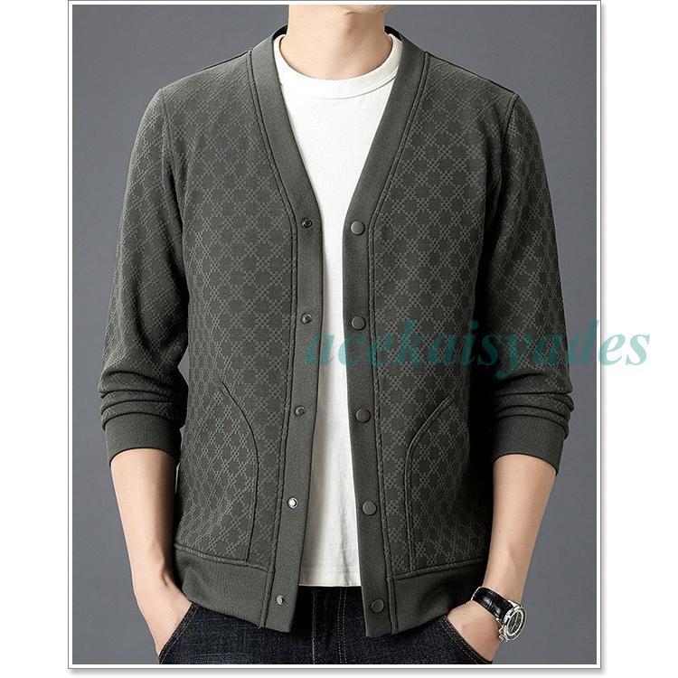 カーディガン メンズ春 秋 冬 綿 コットン ビジネス ブランド 大きいサイズ 40代 50代