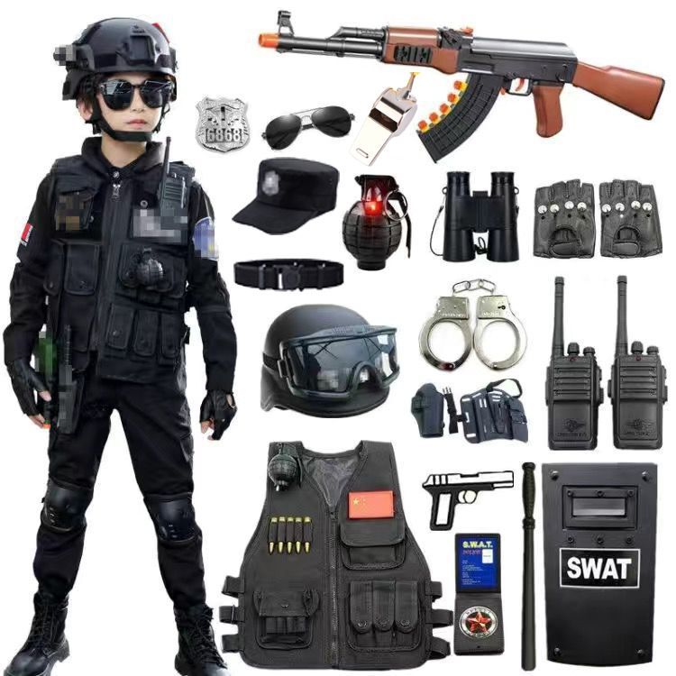 子供用 おもちゃ ガンスーツ 警察官 コスム 男の子 アウトドア CS 特殊警察服装備 ハロウィン コスム