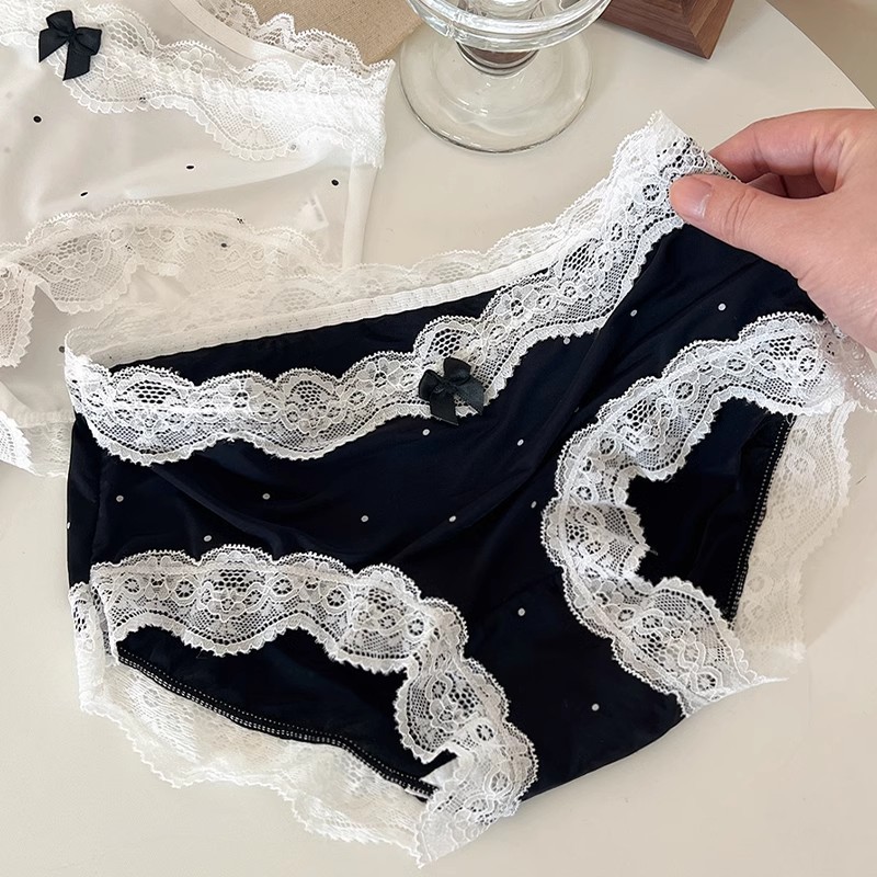 【1点ご購入 で10点プレゼントいたします】レースドットパンツレディースアイス無痕三角2025ミッドウエスト通気パンツ