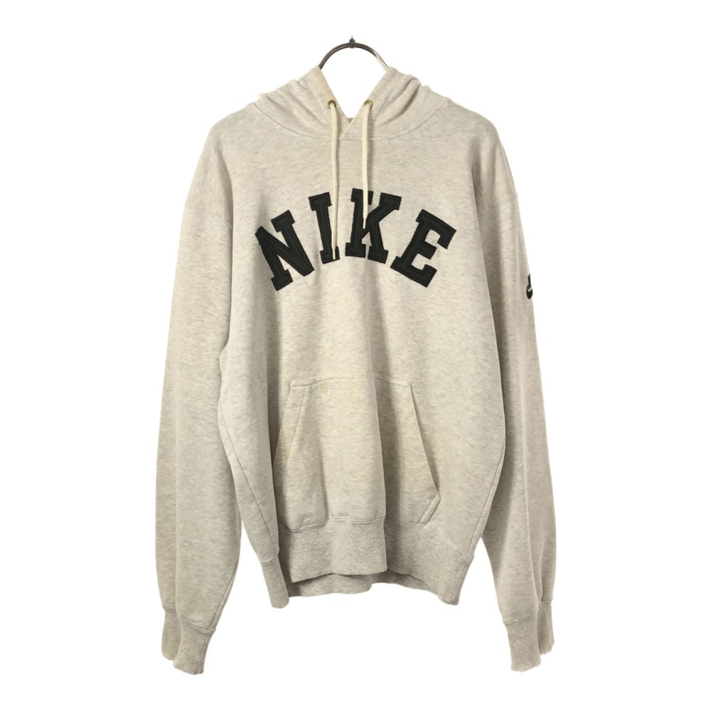 90s 白タグ ロゴプリント 長袖 スウェットパーカー M グレー トレーナー プルパーカー オールド メンズ