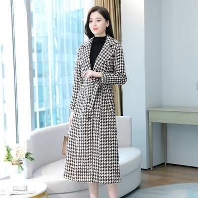 アウター ウールコート コート ウール スリムフィット 肥厚 厚手 ボタン ベルト ダブルブレスト 長袖 無地 格子柄 ロング丈 ポリエステル 通勤 秋 冬 S M L XL 2XL 3XL ブラック