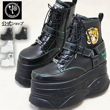 ヨースケ YOSUKE 厚底スニーカー メンズ ハイカット リングブーツ ハーネス付き 歩きやすい 10.5cmcm 厚底フラットソール 厚底ブーツ　公式SHOP特典キズ補修液付