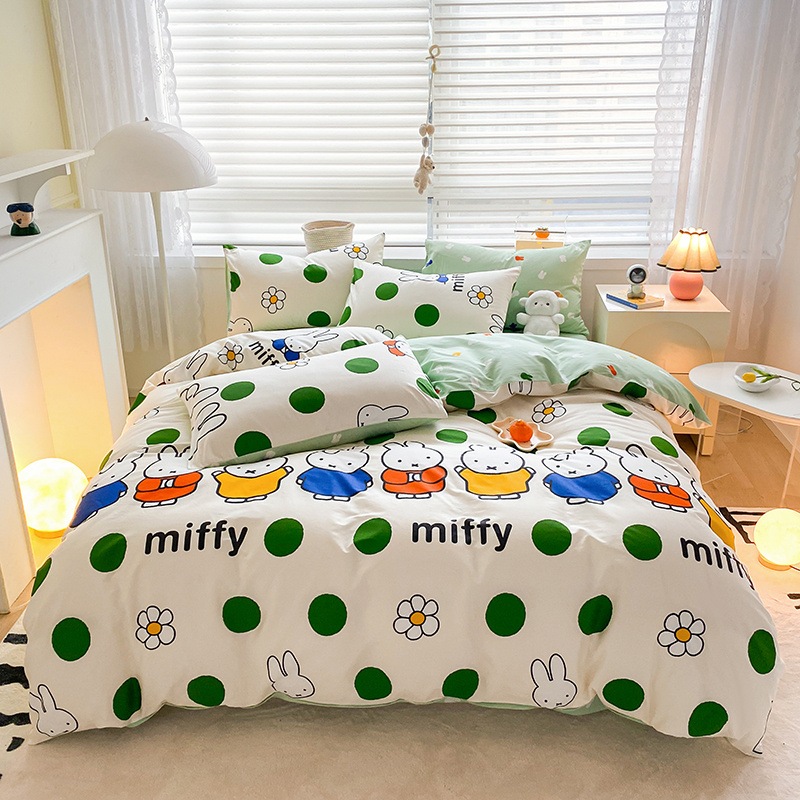ミッフィー 布団カバーキュートなミッフィーコットン4点シーツキルトセットベッドセット