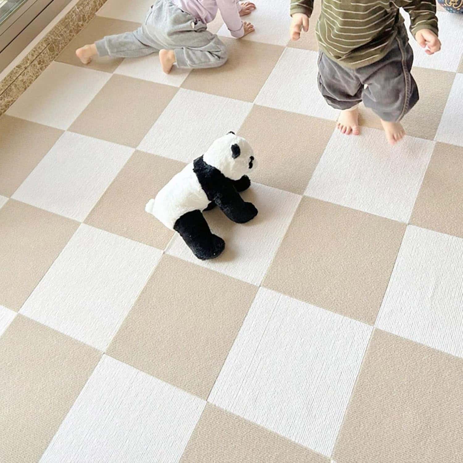 吸着式タイルカーペット 洗える 10枚入り 30×30cm 防音 保温 傷防止 ふかふか ジョイントマット プレイマット ペットマット 掃除簡単