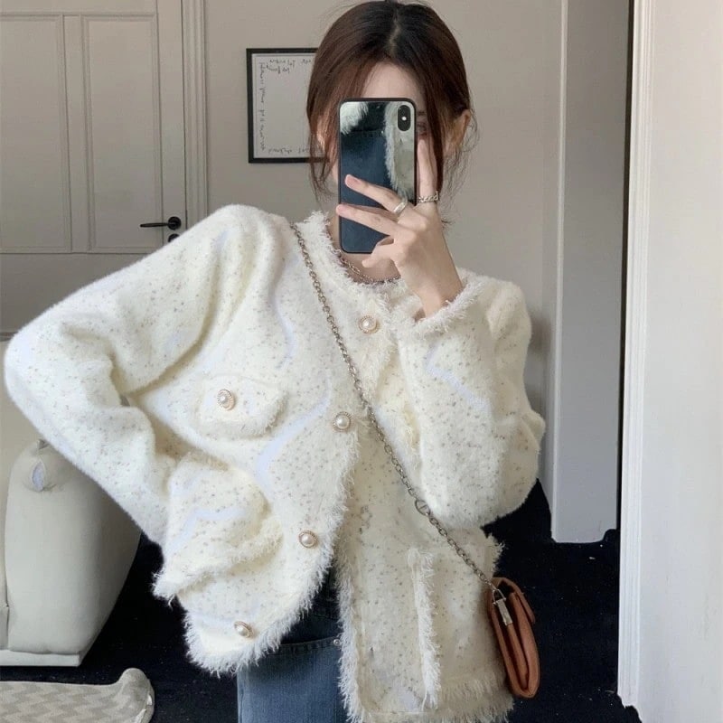 ニットカーディガン 厚手 レディース ゆったり ボリューム袖 アウター トップス ニット カーディガン 羽織 前開き もこもこ 暖か 厚手 ふわふわ キレイめ ゆったり カジュアル
