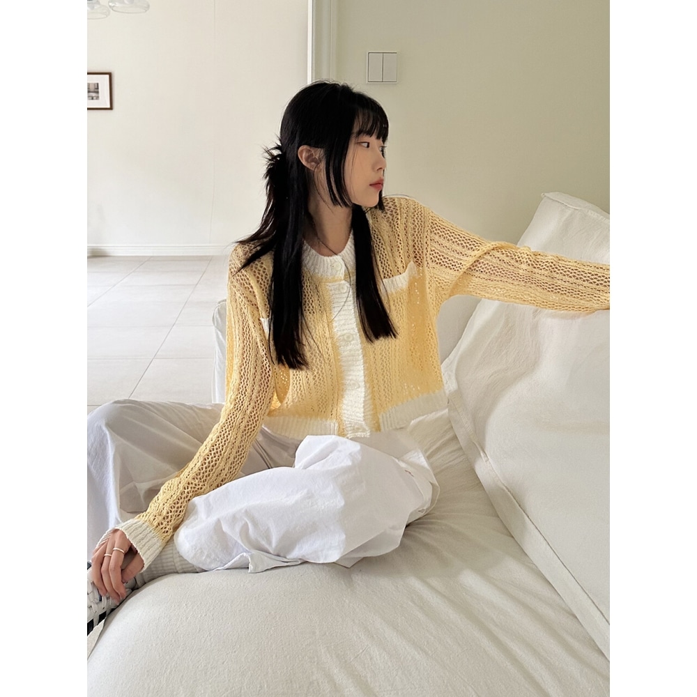 CITYBREEZE かぎ針編みカーディガン YELLOW