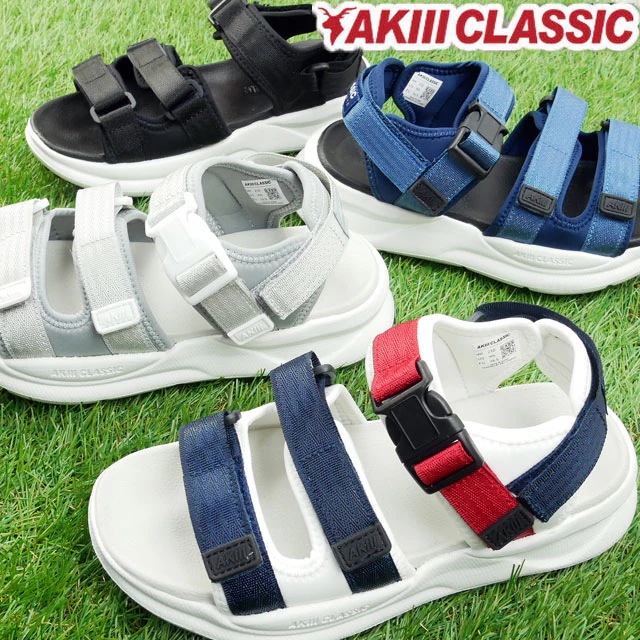 アキ クラシック AKIII CLASSIC レディース サンダル アキ ベガス 厚底サンダル スポーツサンダル スポサン ベルクロ ストラップサンダル カジュアルシューズ 靴 AKC-0034 ブラ