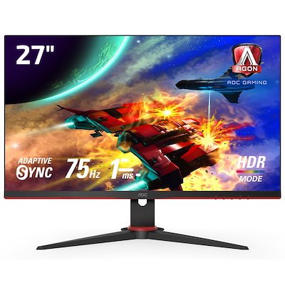 他サイト： AOCエーオーシー ゲーミング液晶ディスプレイ(27型/IPS/FullHD 1920×1080/75Hz/1ms/HDMI1.4/DP1.2/D-Sub/VESA/3年保証)(ブラック) 27Gの商品画像