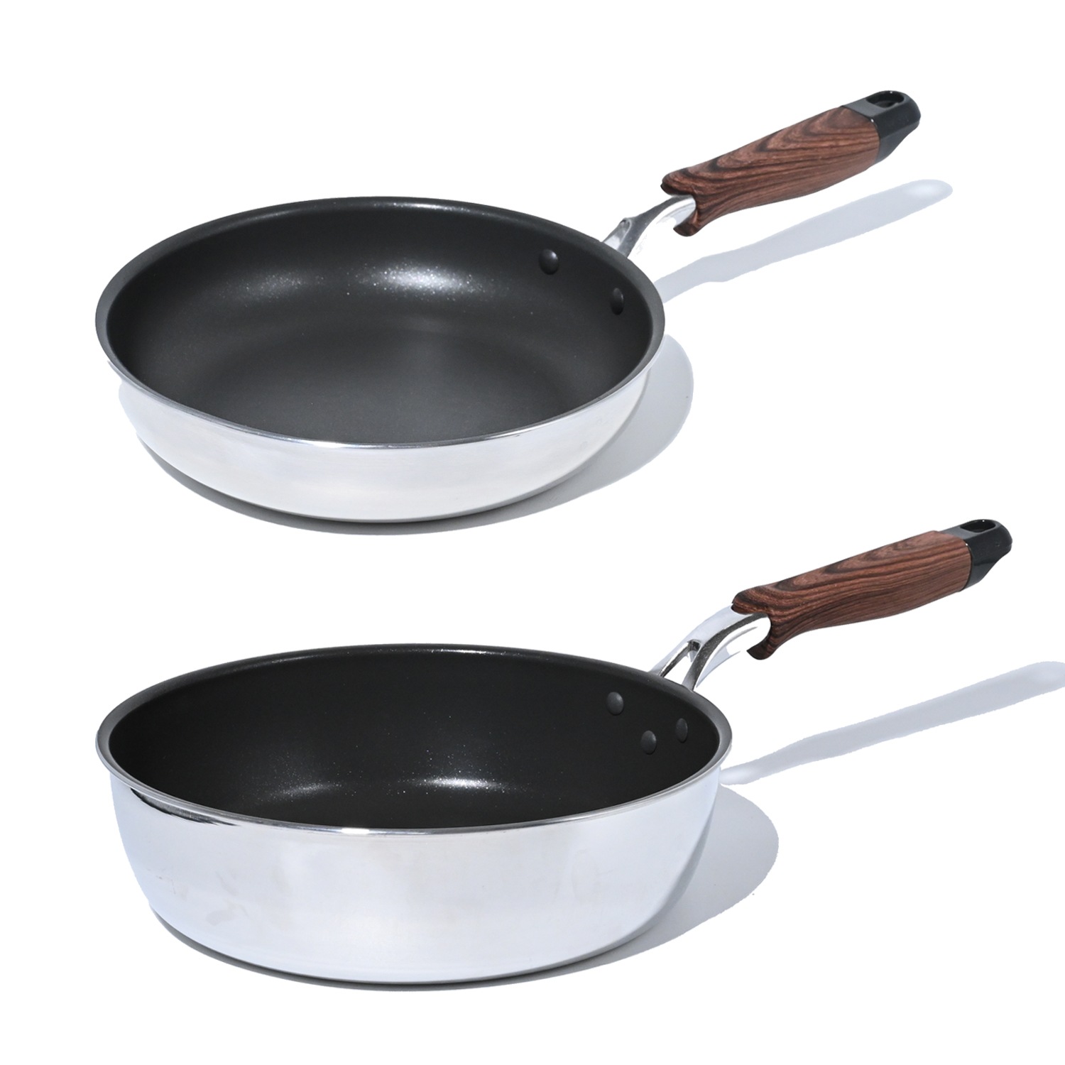 フライパン チタンコート＋ふっ素樹脂塗膜加工 ノンスティック 高熱効率 こげつきにくい ガス火 IH対応 PFOA PFOS フリー 耐摩耗性試験75万回クリア (20cm×24cm/炒め鍋)