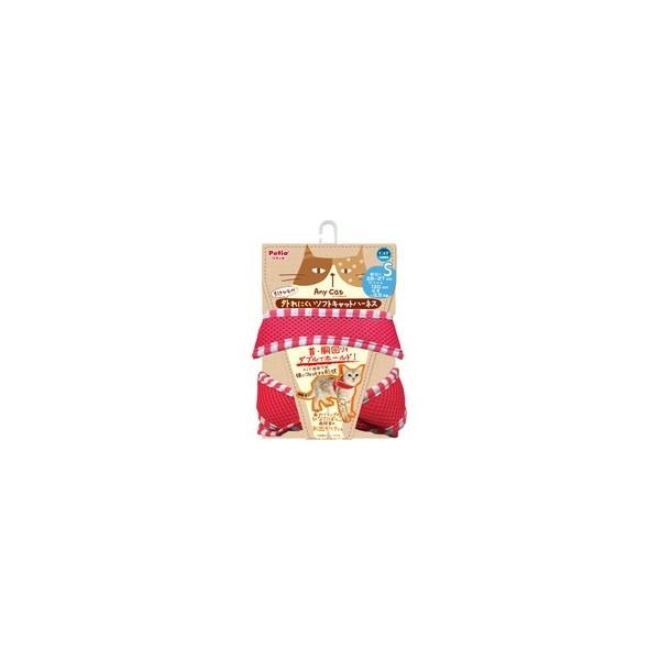 【1ケース】【お取り寄せ対象品】ペティオ Anycat 外れにくいソフトキャットハーネス 引きひも付 ストライプ レッド S *6個