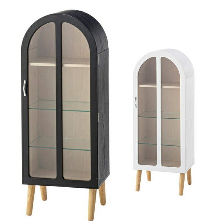 コレクションシェルフ 飾り棚 扉付き 可愛い フィギア 推し活 見せる収納 ブラック ホワイト PT-621 34,960円