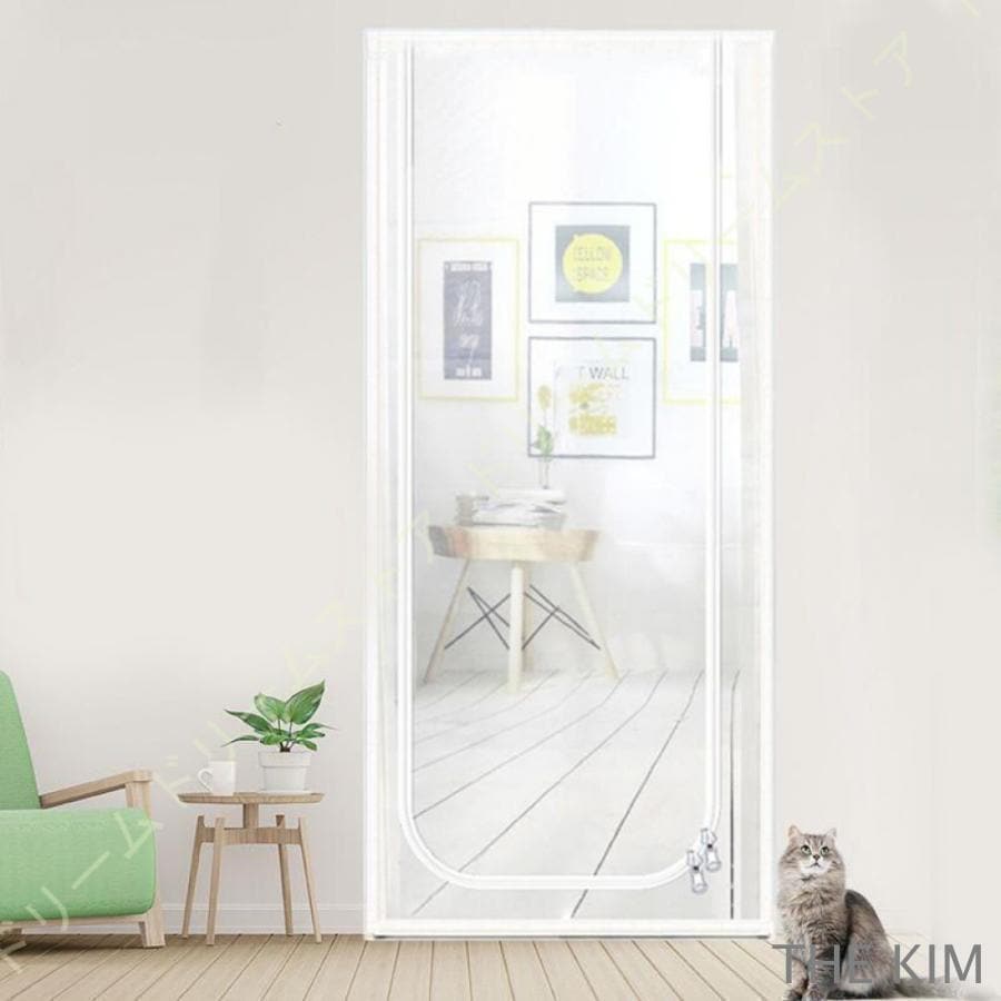 （新作&即納）網戸 玄関 ドア ベランダ サッシドア 勝手口 開き戸 家庭用 蚊帳カーテン 暖簾 ジッパー式 シースルー 簡易 あみ戸 紗のカーテン 通気性 虫よけ 蚊取り20%OFF