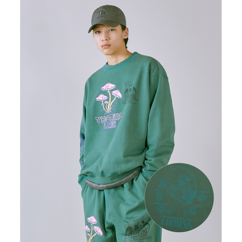 LMC THORNS COLLAGE CNTRST ST スウェットシャツ ダークグリーン