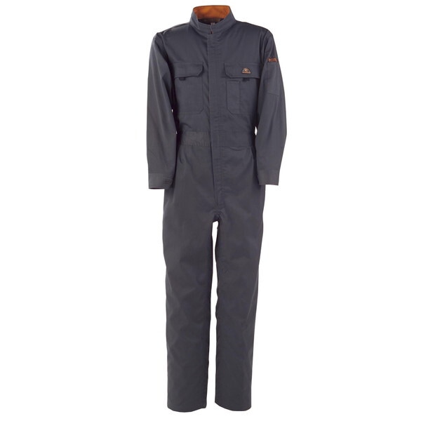 6609 T/C長袖股ハギつなぎ服 チャコールG L