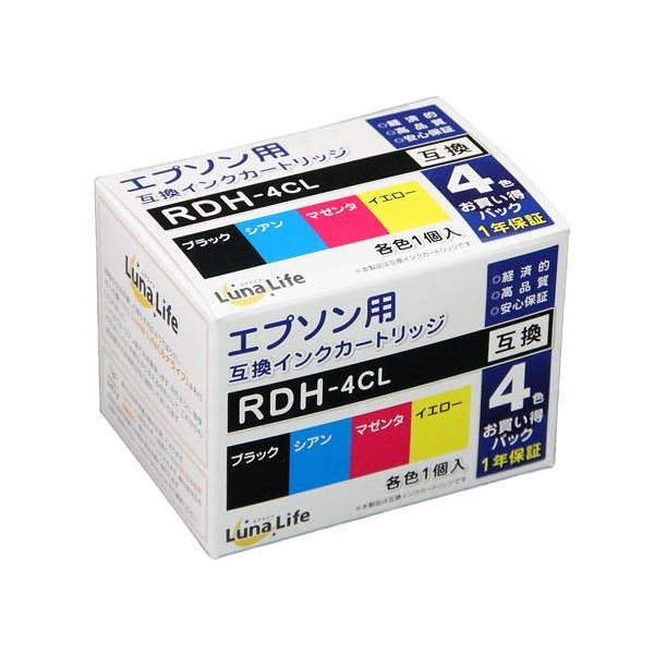 （まとめ）ワールドビジネスサプライ Luna Life エプソン用 RDH-4CL 互換インクカートリッジ 4本セット2セット