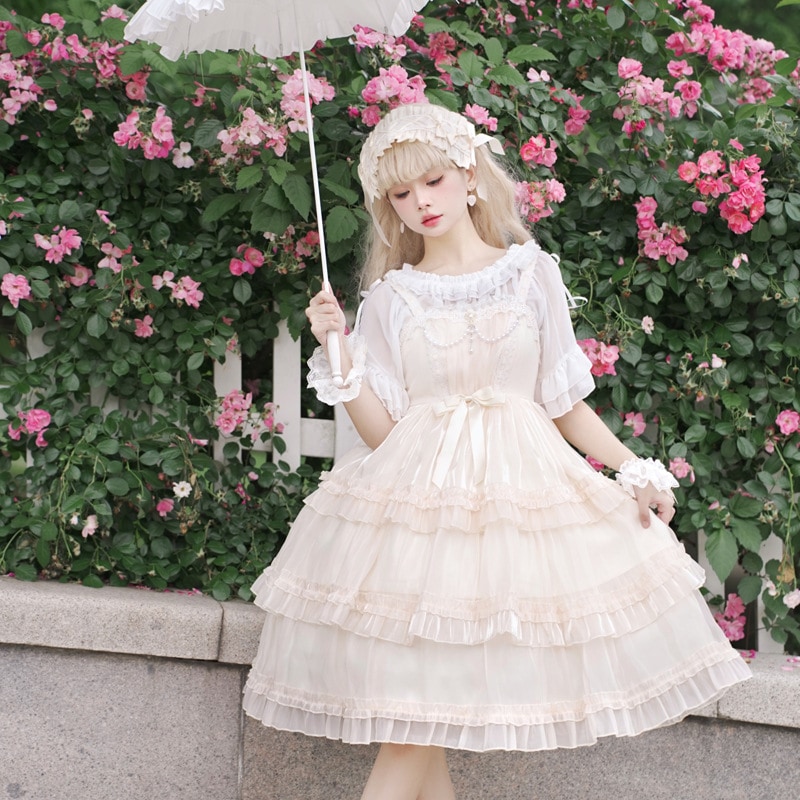 星紗恋曲lolitaスカート韓国デザインjsk優雅スカートスカート杏色lolitaコスプレワンピース