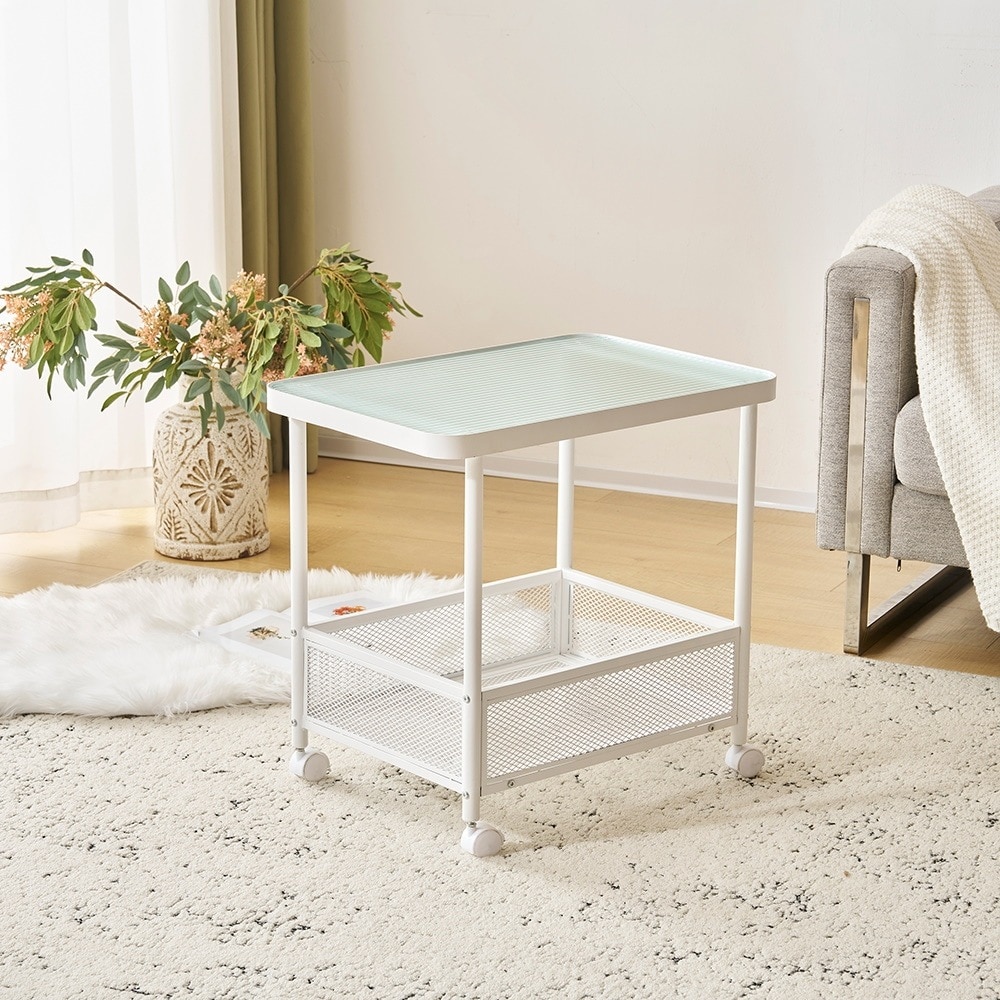 サイドテーブル リビングテーブル センターテーブル サイドワゴン キャスター付き ワゴン センターテーブル ガラス おしゃれ テーブル ガラス天板 コンパクト リビングテーブル 収納付き
