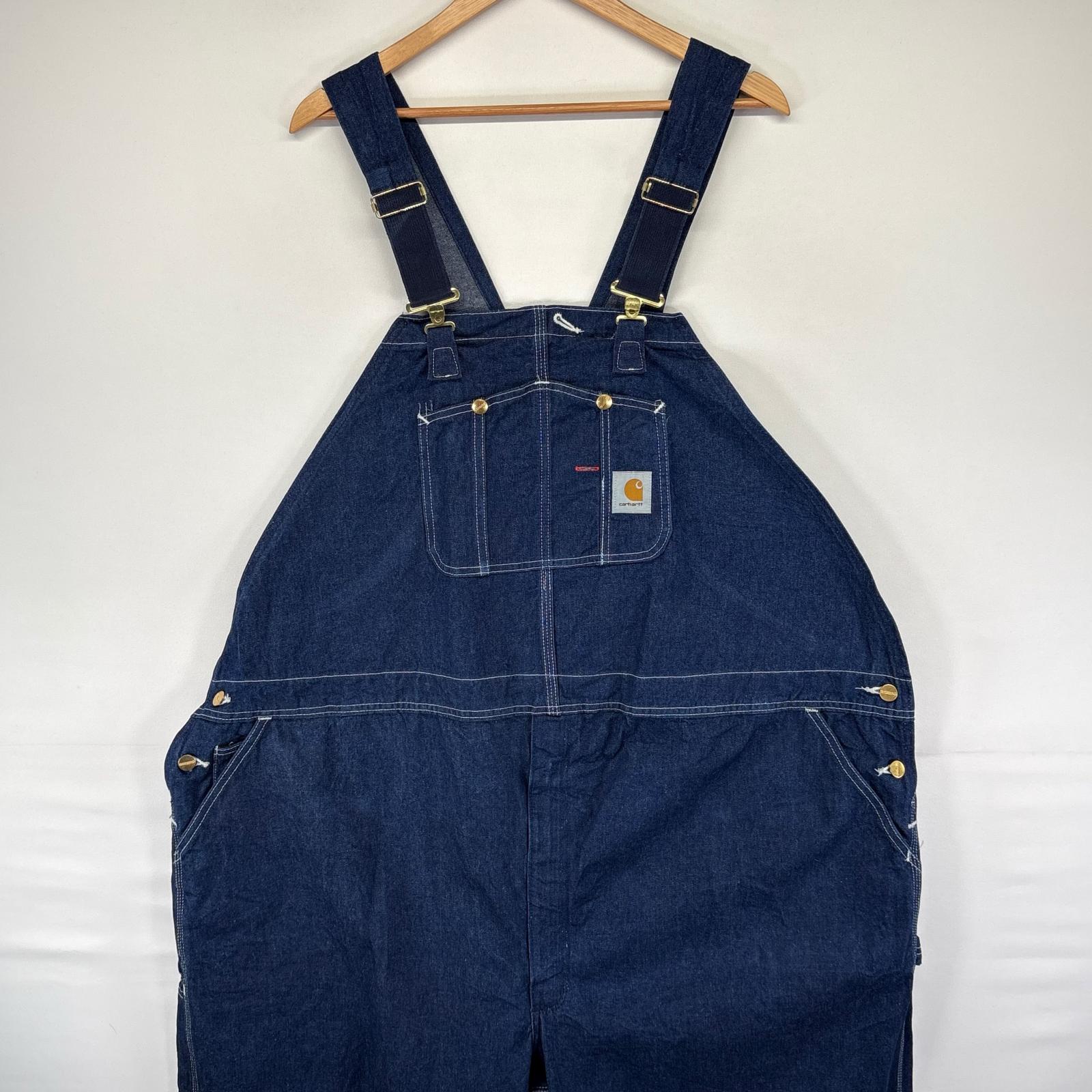 古着 デニム オーバーオール 大きいサイズ ワーク ハンマーループ 作業着 濃紺 W58 L32 ブルー系 メンズ