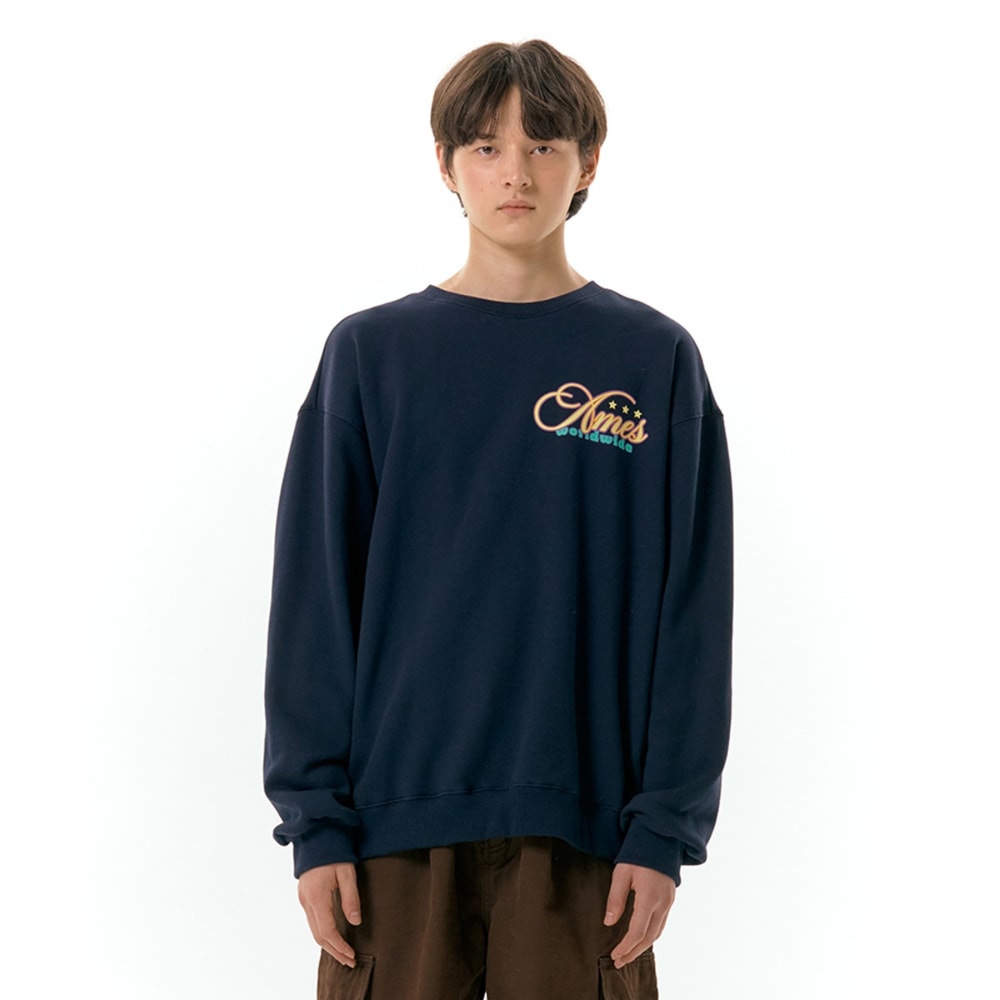 AMES-ワールドワイドニューメッセージスウェットシャツネイビー