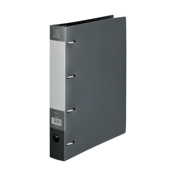 （まとめ） TANOSEE 名刺ホルダー 差替式A4タテ 4穴 600名用 ヨコ入れ ブラック 1冊 10セット