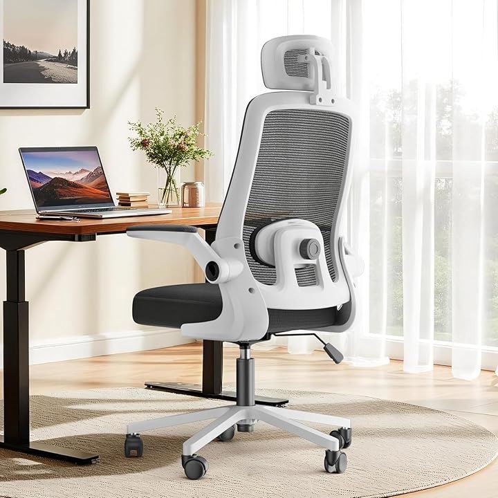 オフィスチェア 椅子 デスクチェア 疲れない人間工学 跳ね上げ式アームレスト 3Dヘッドレスト 腰サポート 通気性メッシュ 長時間 座れる お宅 (278ホワイト, 278ホワイト)