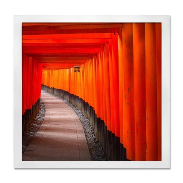 ファブリックパネル アートフレーム 飾り おしゃれ レトロ 壁掛け ウォールデコレーション 風景 情景 千本鳥居 400x400mm