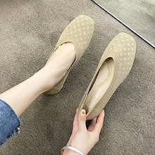 フラットサンダル 楽ちん！フラットパンプス ローファー 通勤 2024秋の新しい韓国のフラットな単一の靴の女性の正方形の頭の浅いファッション女性の靴 韓国ファッション
