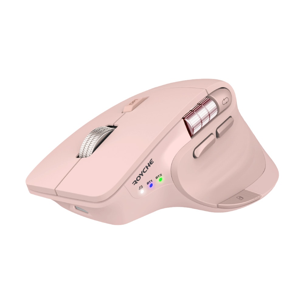 ロイチェ RX-900S ワイヤレス ハーフ バーティカル マウス スマート スクロール マルチペアリング ピンク