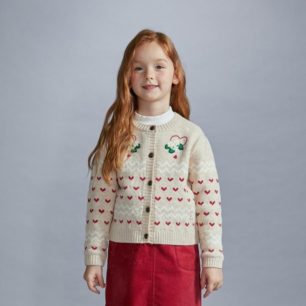 ヘジスキッズ花刺繍カーディガン HUF12KC52M_OT