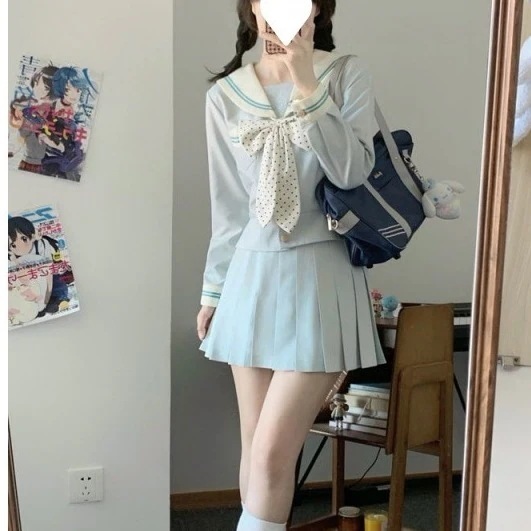 【急速発送】空栗鼠丸秋のミントグリーンウォーターハンドウェアウエスト収納jk制服プリーツスカートスーツ女制服秋の万能アイテム