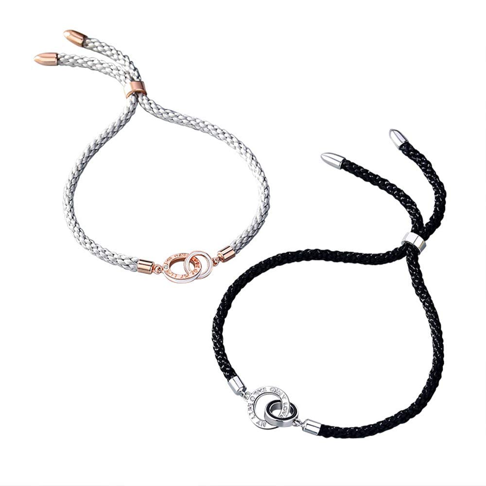 [IDOLCO] ペアブレスレット カップル 人気 刻印 カップル ブレスレット ペア 編み込み シルバー925純銀製 金属アレルギー対応 恋人 お揃い ペアルック ブラック シルバー 記念日 誕生日