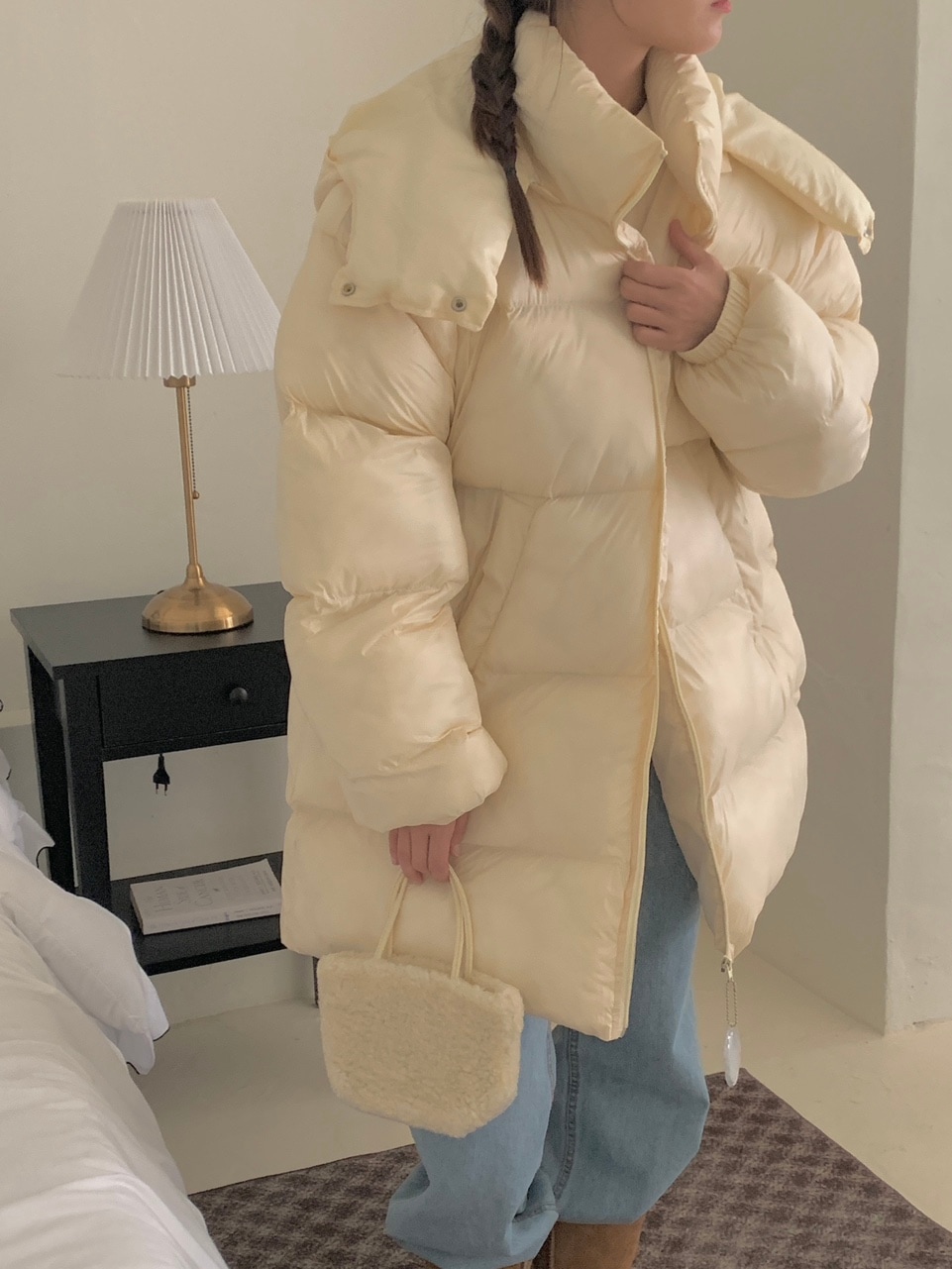 ソフトハーフオリタルパディング帽子脱着