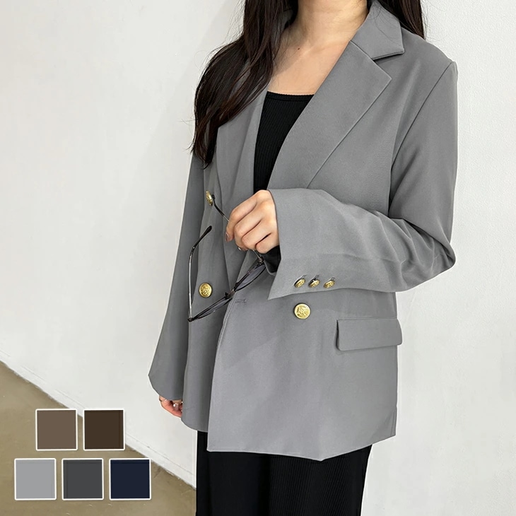 テーラードジャケット ン ダブルブレザージャケット 裏地付き 金ボタン ダブルブレスト オーバーサイズ レディースファッション 20代 30代 40代 50代 60代 ReRe